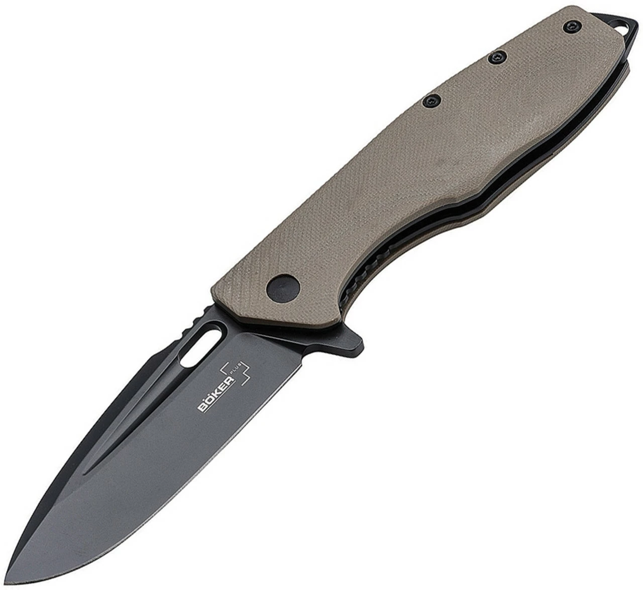 Boker Plus 01BO759 Caracal, 3.4" D2 Plain Black Blade, Khaki G-10 Handle 1 Boker Plus 01BO759 Caracal, 3.4" D2 Plain Black Blade, Khaki G-10 Handle