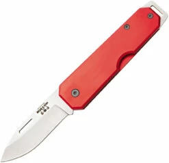 Bear & Son Large Slip Joint 110RD, 3 7/8" High Carbon Steel Plain Blade, Red Aluminum Handle