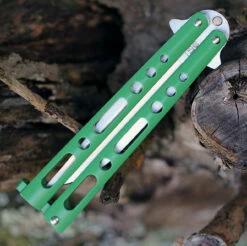 Bear & Son Butterfly Knife - Green (4" Satin Clip Point) 117GR -Knifeworks Sales Shop 117GR.2 15992.1594913344