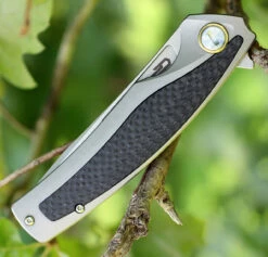 Bestech T1706B Predator, 3.6" CPM-S35VN Plain Blade, Gray Titanium Handle W/Carbon Fiber Inlay -Knifeworks Sales Shop 1706b.3 10864.1566585960