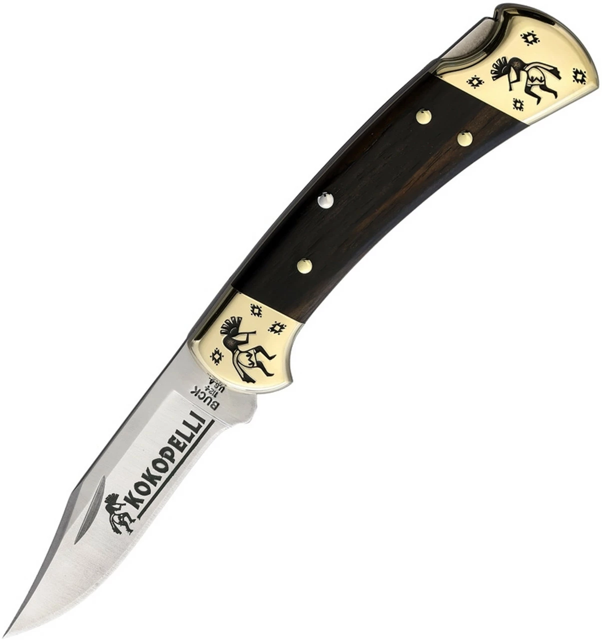 Buck 112 Kokopelli Ebony Wood (3.00" Satin 420) YH398 1 Buck 112 Kokopelli Ebony Wood (3.00" Satin 420) YH398