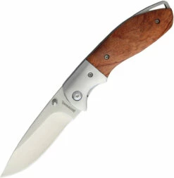 Browning Linerlock Wood, BR0033, 3.5" Satin Stainless Blade, Wood Handle