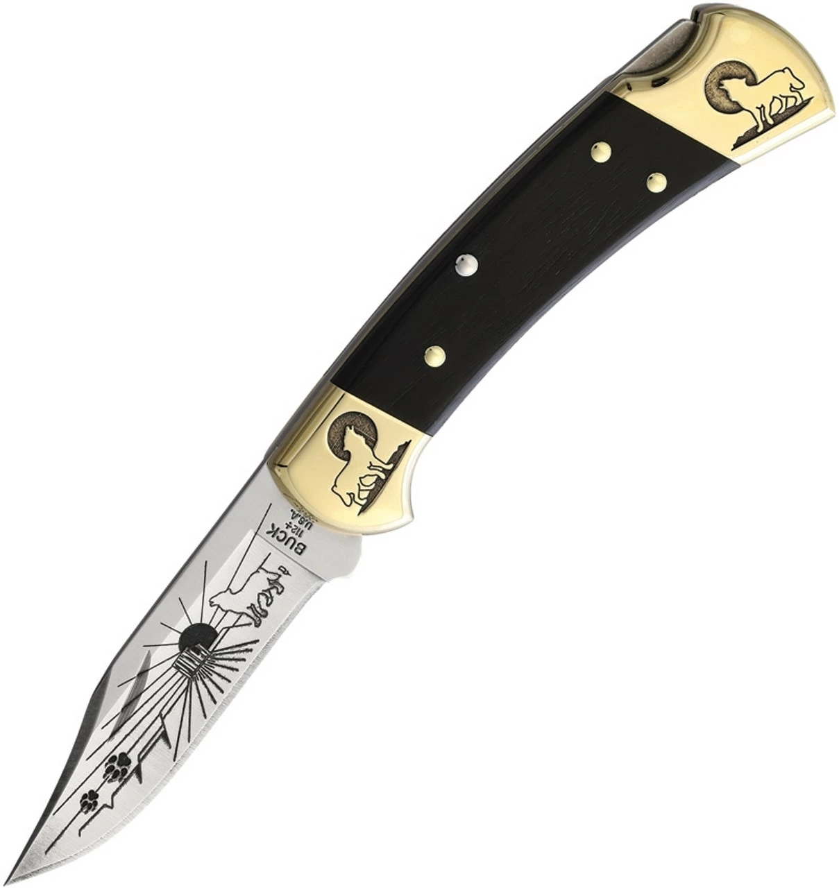 Buck 112 Wolf Ebony Wood (3.00" Satin 420) YH357 1 Buck 112 Wolf Ebony Wood (3.00" Satin 420) YH357