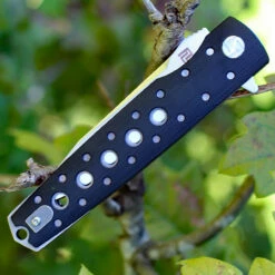 Artisan Virginia ATZ1807PBK, 3.94" D2 Plain Blade, Curved Black G-10 Handle -Knifeworks Sales Shop 1807p bk.3 52273.1566585997