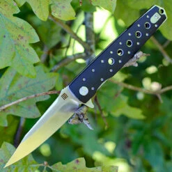 Artisan Virginia ATZ1807PBK, 3.94" D2 Plain Blade, Curved Black G-10 Handle