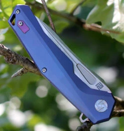 Artisan Zumwalt ATZ1808GBUM, 3.78" M390 Plain Blade, Blue Titanium Handle -Knifeworks Sales Shop 1808gbum.3 04343.1566585975