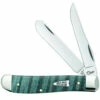 CASE MINI TRAPPER 23366, 3 1/2" CLOSE D LENGTH SS BLADE, SMOOTH TURQUOISE CURLY MAPLE HANDLE