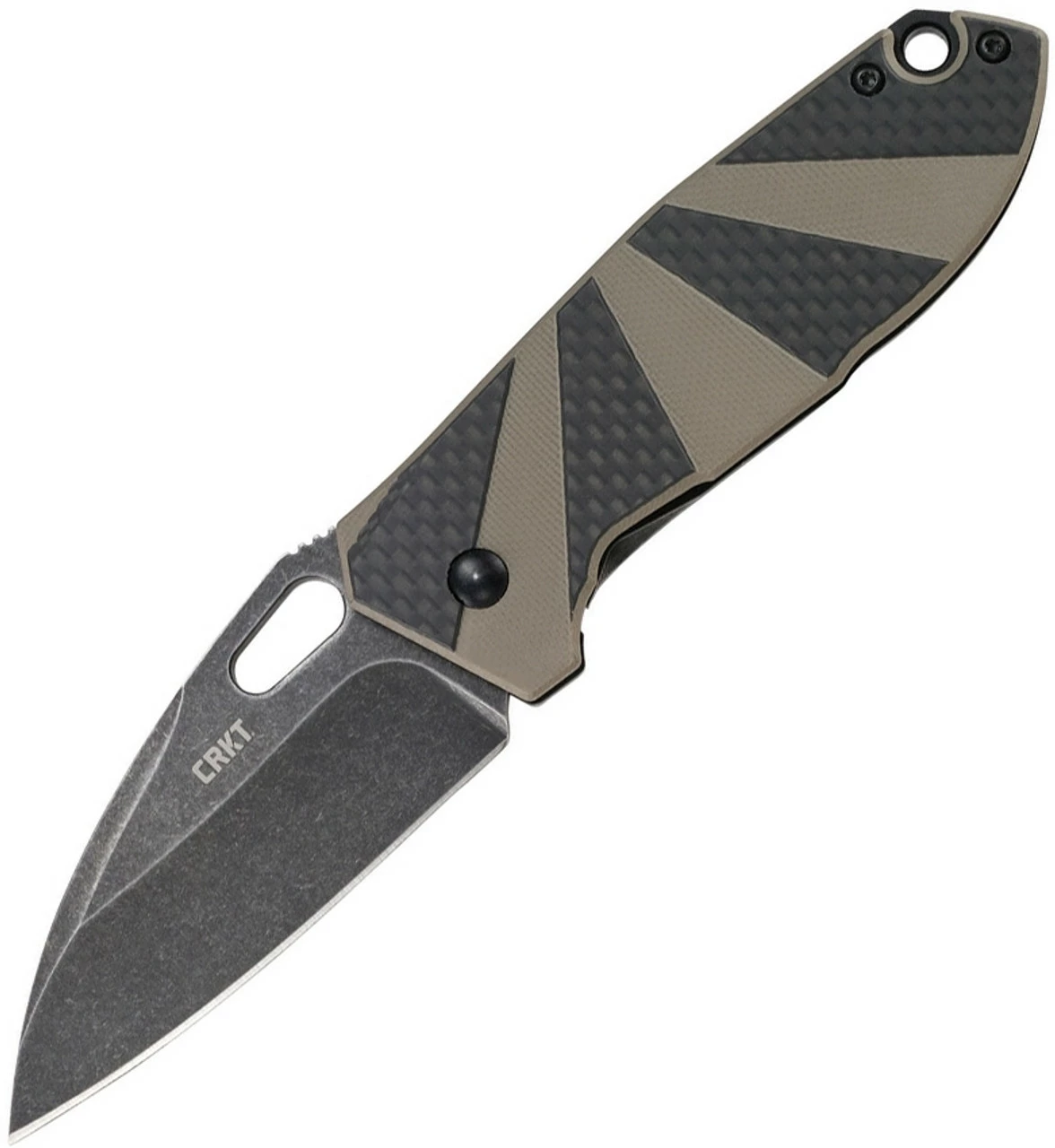 CRKT 2440 Heron Folder, 2.93" 8Cr14MoV Stonewashed Plain Blade, Carbon Fiber Layer W/ Tan G10 Handle 1 CRKT 2440 Heron Folder, 2.93" 8Cr14MoV Stonewashed Plain Blade, Carbon Fiber Layer W/ Tan G10 Handle