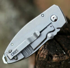 CRKT 2491 Squid Folder, 2.25" Stonewashed 8Cr14MoV Plain Blade, Stainless Steel Handle -Knifeworks Sales Shop 2491.4 85166.1612459854