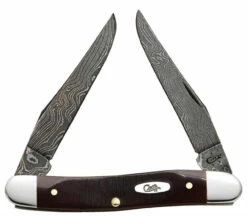 Case 31305 Sawcut Chestnut Bone Damascus Muskrat (MUSKRAT DAM)