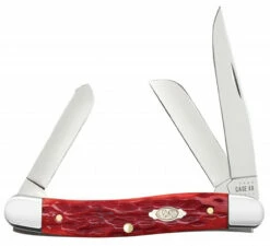 Case Medium Stockman 31951 Dark Red Bone Handle CV (6318 CV)