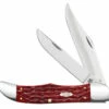 Case Large Folding Hunter 31960- Peach Seed Jig Dark Red Bone (6265 CS)