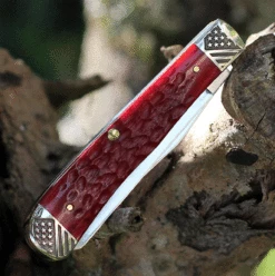 Case Trapper 33702 Chevrolet Dark Red Jigged Bone Handle (6254 SS) -Knifeworks Sales Shop 33702.2 23576.1627403969