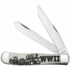 Case Trapper - War Series WWII - 50950 Embellished Smooth Natural Bone Handle (6254 SS)