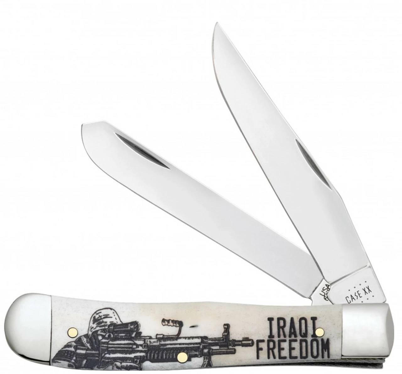 Case Trapper - War Series Iraqi Freedom - 50954 Embellished Smooth Natural Bone Handle (6254 SS) 1 Case Trapper - War Series Iraqi Freedom - 50954 Embellished Smooth Natural Bone Handle (6254 SS)