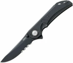 CRKT 5401K Seismic Deadbolt Lock, 3.96" 1.4116 SS Black Veff Serrated Blade, G10 Handle