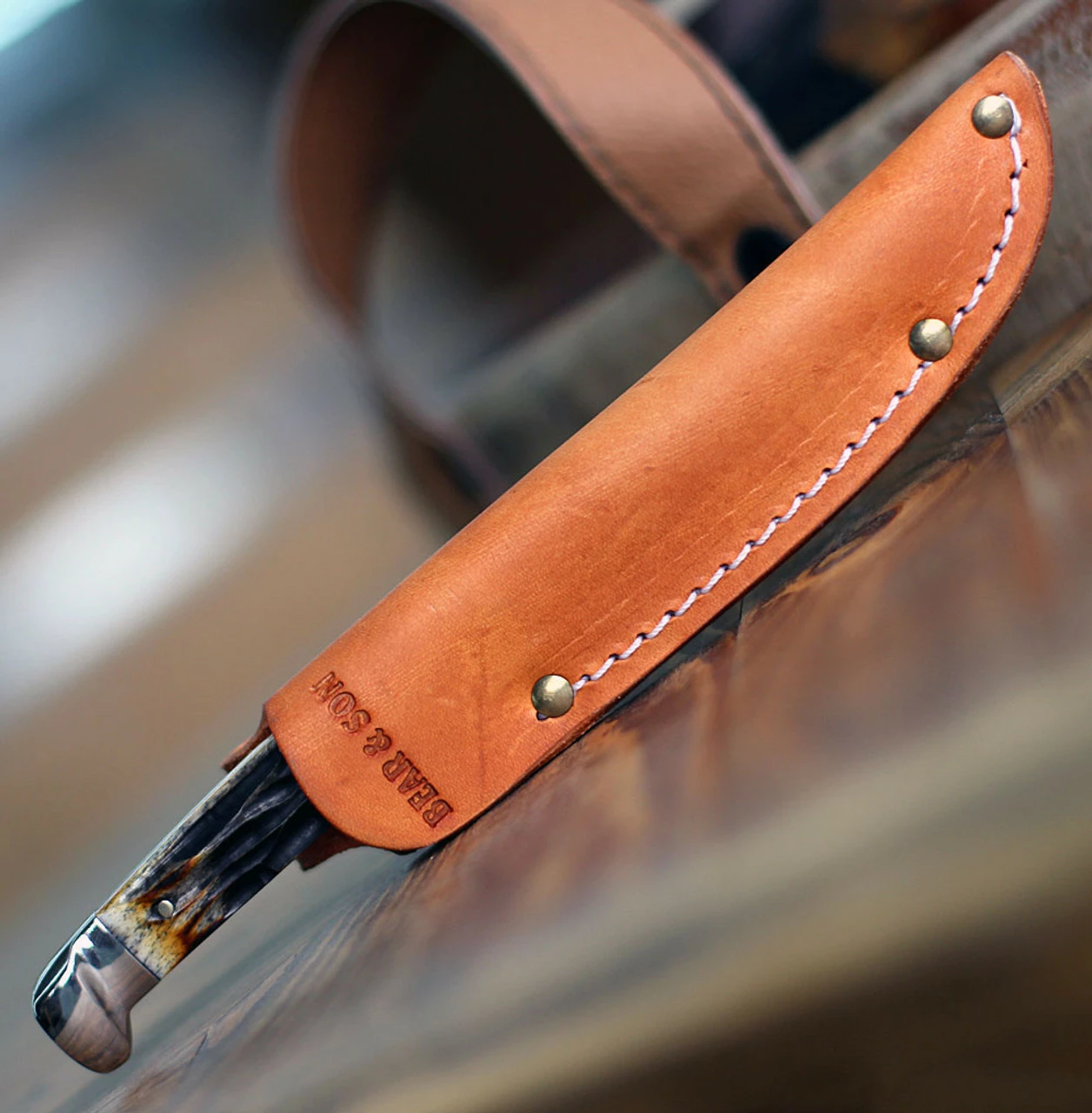 Bear And Son 563R Small Hunter India Stag Bone, 2 3/8" 440 SS Plain Blade, Stag Bone Handle 2 Bear And Son 563R Small Hunter India Stag Bone, 2 3/8" 440 SS Plain Blade, Stag Bone Handle - Image 2