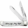 Case Mini Trapper Religious Sayings - Philippians 4:6 - 60869 Embellished Smooth Natural Bone Handle (6207 SS)