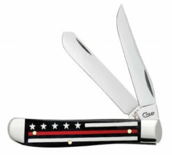 Case Mini Trapper 7311 Red Line Stripes Of Service, 3.5" Closed Length SS Blade, Bone Handle