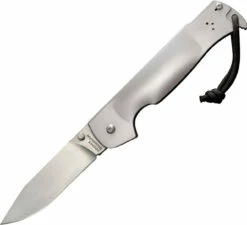 Cold Steel Pocket Bushman 95FB, 4.5" 4116 SS Satin Plain Blade, Stainless Steel Handle