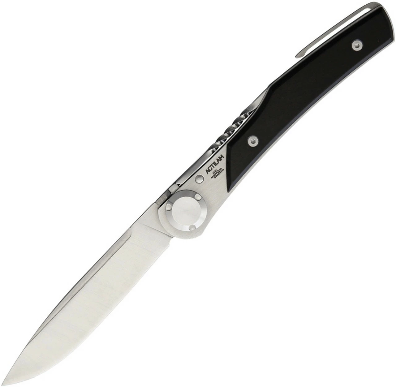 Actilam T3BC Black Corian Folder With Clip, 3.25 In. X50CrMoV15N Plain Blade 1 Actilam T3BC Black Corian Folder With Clip, 3.25 In. X50CrMoV15N Plain Blade