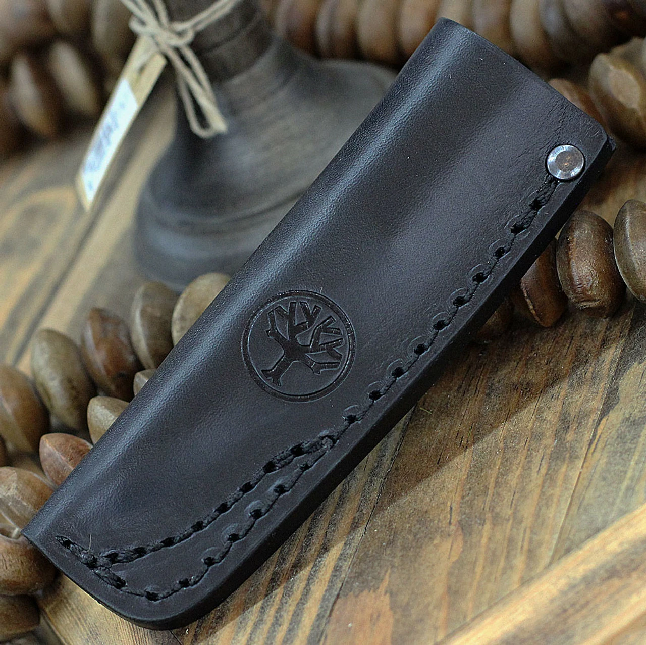 Boker AK1 Fixed Blade 123502, 3" RWL-34 Satin Reverse Tanto Blade, Mustard Burlap Micarta Handle, Black Leather Sheath 3 Boker AK1 Fixed Blade 123502, 3" RWL-34 Satin Reverse Tanto Blade, Mustard Burlap Micarta Handle, Black Leather Sheath - Image 3