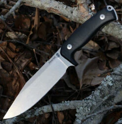 Akeron SFS 001 Fixed Blade By Tony Lopes , 7" N690 Stonewash Plain Blade, Black G10 Handle