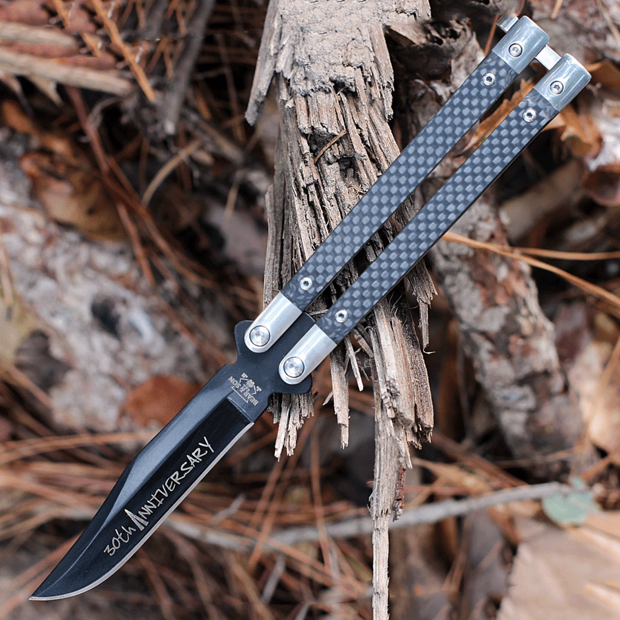 Bear & Son 30th Anniversary Balisong CF (4.1" Black) ANNCF17 1 Bear & Son 30th Anniversary Balisong CF (4.1" Black) ANNCF17