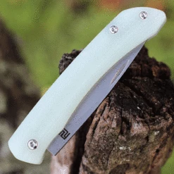 Artisan Cutlery Biome ATZ-1840P-NTG, 2.8" Sandvik 12C27 StonewashedPlain Blade, Natural Translucent Green G-10 Handle -Knifeworks Sales Shop ATZ1840PNTG.3 90802.1627061670