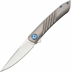 Alliance Designs ALA1G Anchovy Framelock With Grooves, 3.5" RWL34 Plain Blade, Titanium Handle