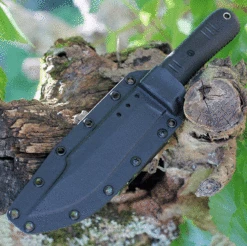 Bastinelli Creations Montana Fixed Blade BAS225, 6.5" N690 Black Plain Blade, Black Kraton Handle, Black Kydex Sheath -Knifeworks Sales Shop BA225S.3 00050.1623944637