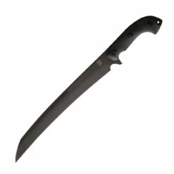 Bastinelli Creations Separateur BAS200, 13" 12C27 Sandvik Steel Black Cerakote Fixed Blade, Black Sculpted G-10 Handles, Black Leather Sheat