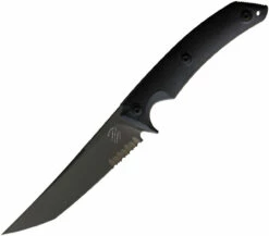 Bastinelli Creations P.Y. Fixed Blade BAS207S, 5" N690 Black PVD Plain Blade, Black G-10 Handle, Black Kydex Sheath