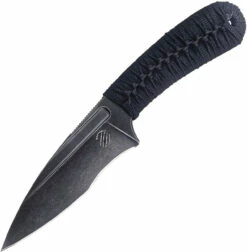 Bastinelli Creations SIN Fixed Blade BAS215W, 3.5" N690Co Black Stonewashed Blade, Black Cord Wrapped Handle, Kydex Sheath