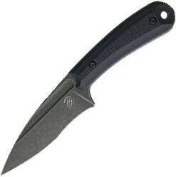 Bastinelli Creations SIN Fixed Blade BAS215, 3.5" N690Co Black Stonewashed Blade, Black Milled G-10 Handle, Kydex Sheath
