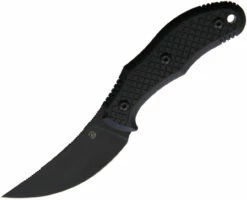 Bastinelli Creations Chopper Fixed Blade BAS233, 3.5" M390 Black PVD Plain Blade, Black G-10 Handle, Black Kydex Sheath