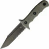 Bastinelli Binome Fixed Blade - Green Canvas Micarta (5" M390 PVD Serr.) BAS240