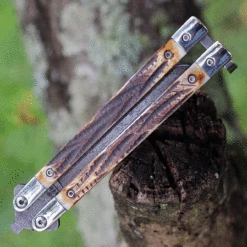 Bear & Son India Stag Bone Butterfly 517D, 3.5" High Definition Damascus Plain Blade, Brown Genuine India Stag Bone Handles 7 Bear & Son India Stag Bone Butterfly 517D, 3.5" High Definition Damascus Plain Blade, Brown Genuine India Stag Bone Handles -Knifeworks Sales Shop BC517D.3 07161.1625673393