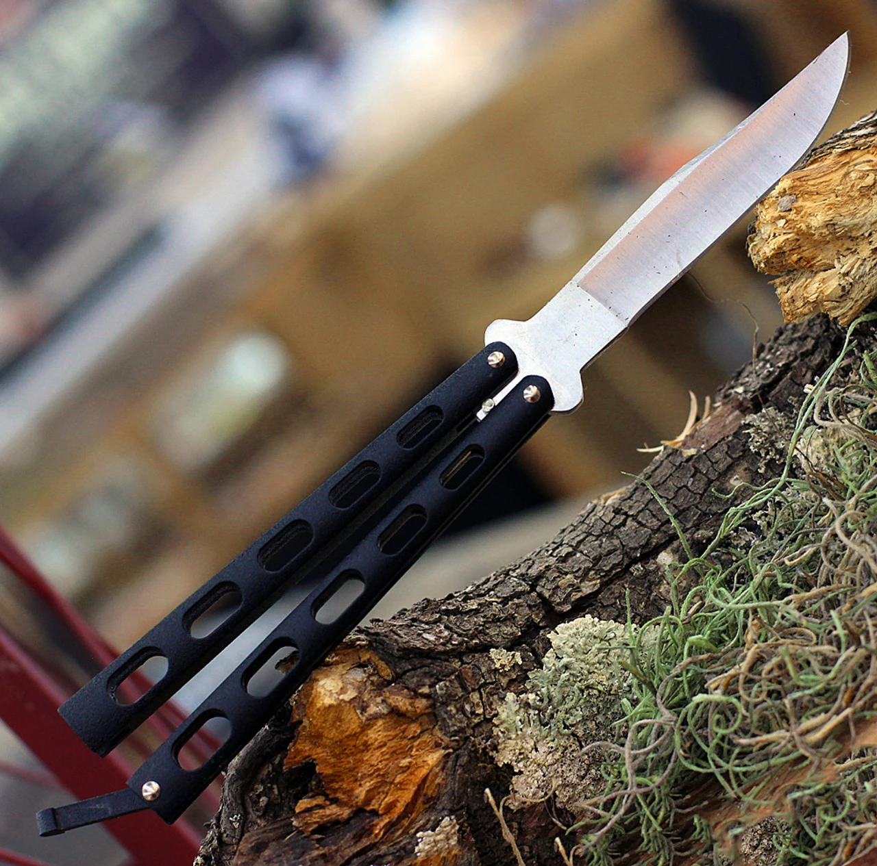 Bear & Son Cutlery 30th Anniversary Butterfly Knife ANN114B, 4.25" 440 Satin Embellished Blade, Black Zinc Handle 2 Bear & Son Cutlery 30th Anniversary Butterfly Knife ANN114B, 4.25" 440 Satin Embellished Blade, Black Zinc Handle - Image 2