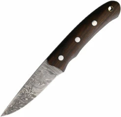 BenJahmin Knives DP Fixed Blade BKA003, Damascus Steel Blade, Brown Walnut Handle W/ Lanyard Hole