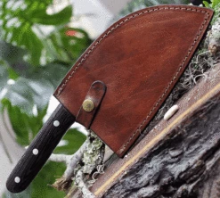 BenJahmin Knives Camp Cleaver BKA007, 7.2" 440 Stainless Steel Blade, Wenge Wood Handle W/ Brown Leather Sheath 6 BenJahmin Knives Camp Cleaver BKA007, 7.2" 440 Stainless Steel Blade, Wenge Wood Handle W/ Brown Leather Sheath -Knifeworks Sales Shop BKA007.2 49686.1620829181