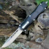 CobraTec Knives BLKKCDNS Black King Cobra, 4" D2 Steel Drop Point, Anodized Aviation Aluminum Handle W/ Carbon Fiber Inlay