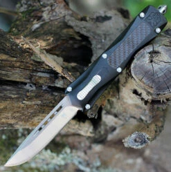 CobraTec Knives BLKKCDNS Black King Cobra, 4" D2 Steel Drop Point, Anodized Aviation Aluminum Handle W/ Carbon Fiber Inlay