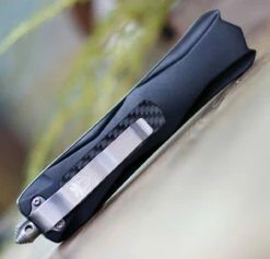 CobraTec Knives BLKKCTS Black King Cobra, 4" D2 Steel Tanto Part Serrated Blade, Anodized Aviation Aluminum W/ Carbon Fiber Inlay -Knifeworks Sales Shop BLKKCTS.2 68736.1598969989