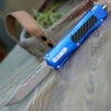 CobraTec Knives BLUKCTNS Blue King Cobra, 4" D2 Steel Tanto Blade, Anodized Aviation Aluminum Handle