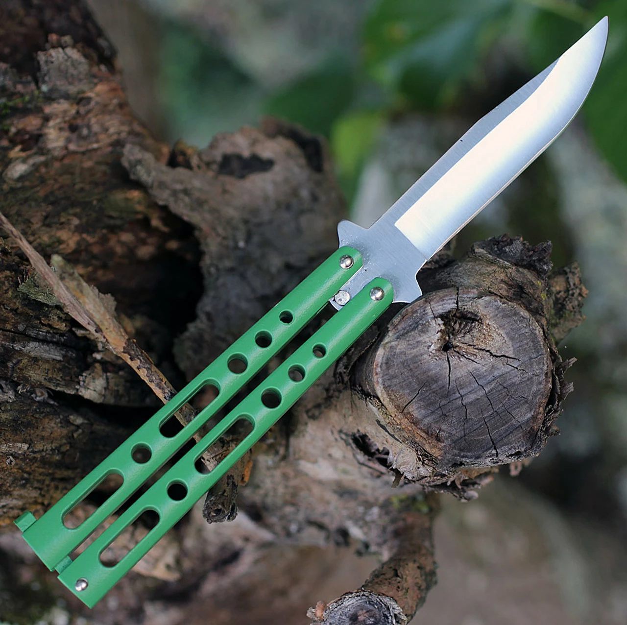 BenchMark Balisong Butterfly Knife - Green (4" Satin Clip Point) BM010 2 BenchMark Balisong Butterfly Knife - Green (4" Satin Clip Point) BM010 - Image 2