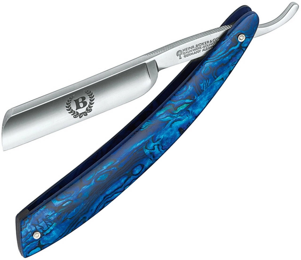 Boker Paua Folding Razor - Blue Paua (3" Carbon Steel) 140554 1 Boker Paua Folding Razor - Blue Paua (3" Carbon Steel) 140554