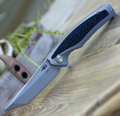 Bestech T1706B Predator, 3.6" CPM-S35VN Plain Blade, Gray Titanium Handle W/Carbon Fiber Inlay -Knifeworks Sales Shop BT1706B.3 48772.1588780902