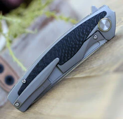 Bestech T1706B Predator, 3.6" CPM-S35VN Plain Blade, Gray Titanium Handle W/Carbon Fiber Inlay -Knifeworks Sales Shop BT1706B.5 01213.1588780902