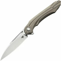 Bestech T2001D Wibra Framelock, 3.5" Bohler M390 Plain Blade, Bronze Handle